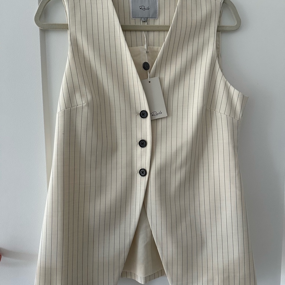 Rails Cream Pinstripe Button Vest